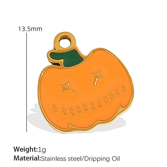 Wholesale Cartoon 316L Stainless Steel Jewelry Set With Dripping Oil Treatment Pendant Necklace And Earrings