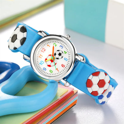 Wholesale Cartoon Watch 3d Embossed Football Pattern Children'S Watch Hello Jewelry