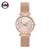 Wholesale Carved Retro Women's Quartz Diamond Watch With Alloy Case Stainless Steel Strap And Buckle Mineral Reinforced Glass Mirror Round Dial