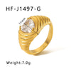 Wholesale Cast Stainless Steel Inlaid White Love Zircon Heart Shaped Geometric Ring For Women 18K Gold Plated Electroplated