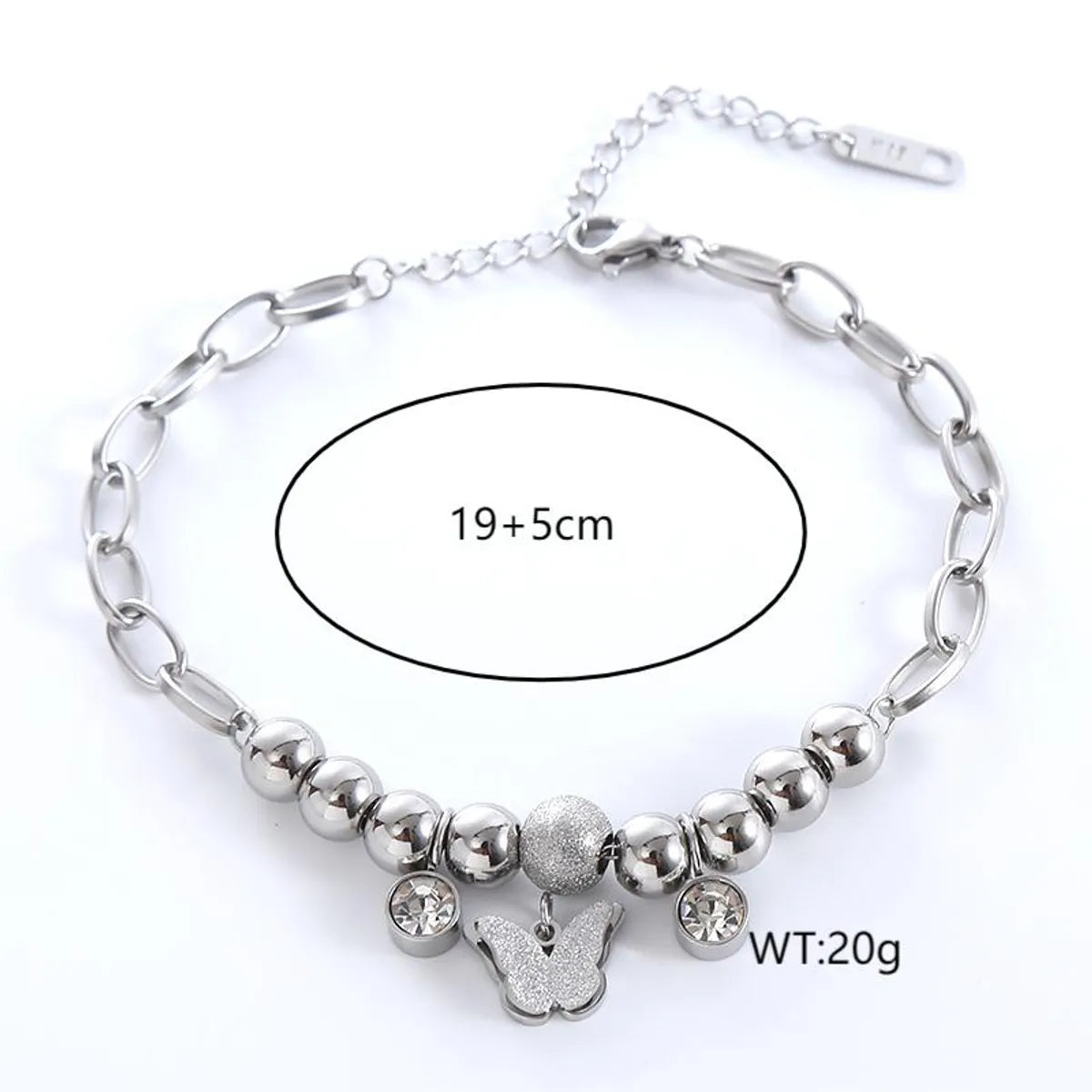 Casual Basic Commute Butterfly 304 Stainless Steel Zircon Bracelets In Bulk