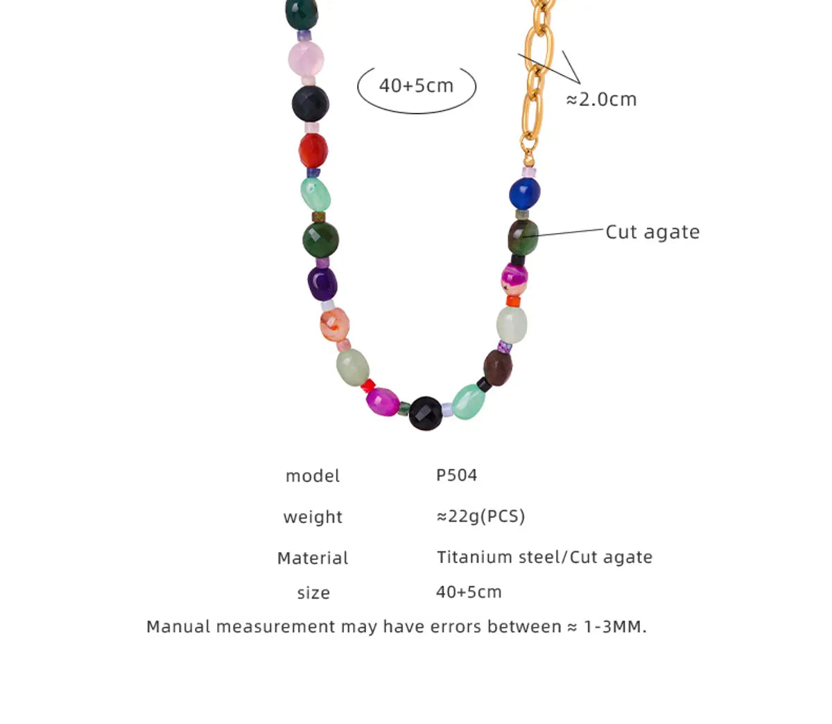 Wholesale Casual Bohemian Simple Style Geometric Agate Titanium Steel Plating 18k Gold Plated Necklace