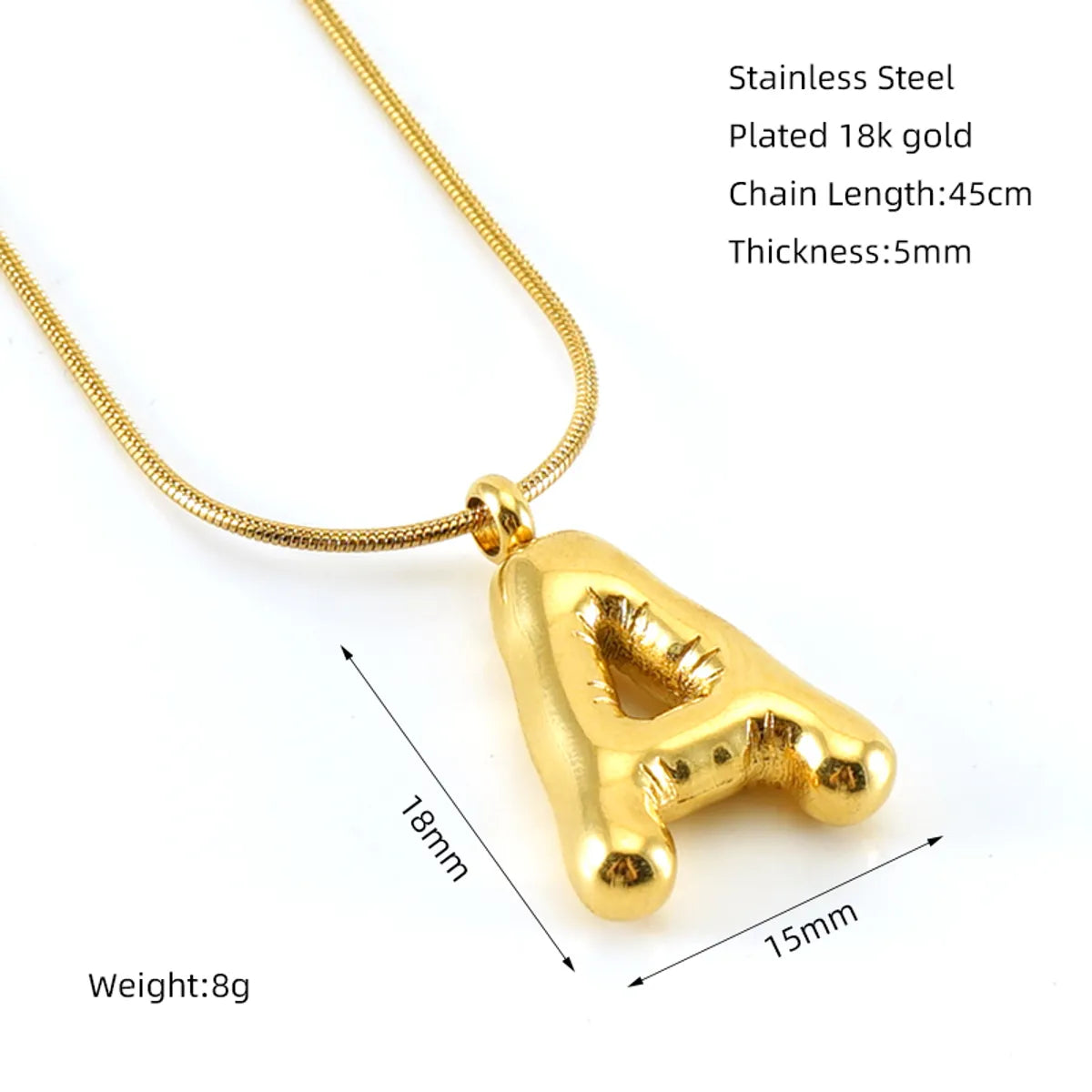 Casual Classic Style Letter Stainless Steel Polishing Plating 18k Gold Plated Pendant Necklace