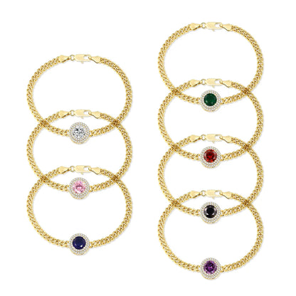 Wholesale Casual Classic Style Round Brass Inlay 18K Gold Plated Zircon Bracelets