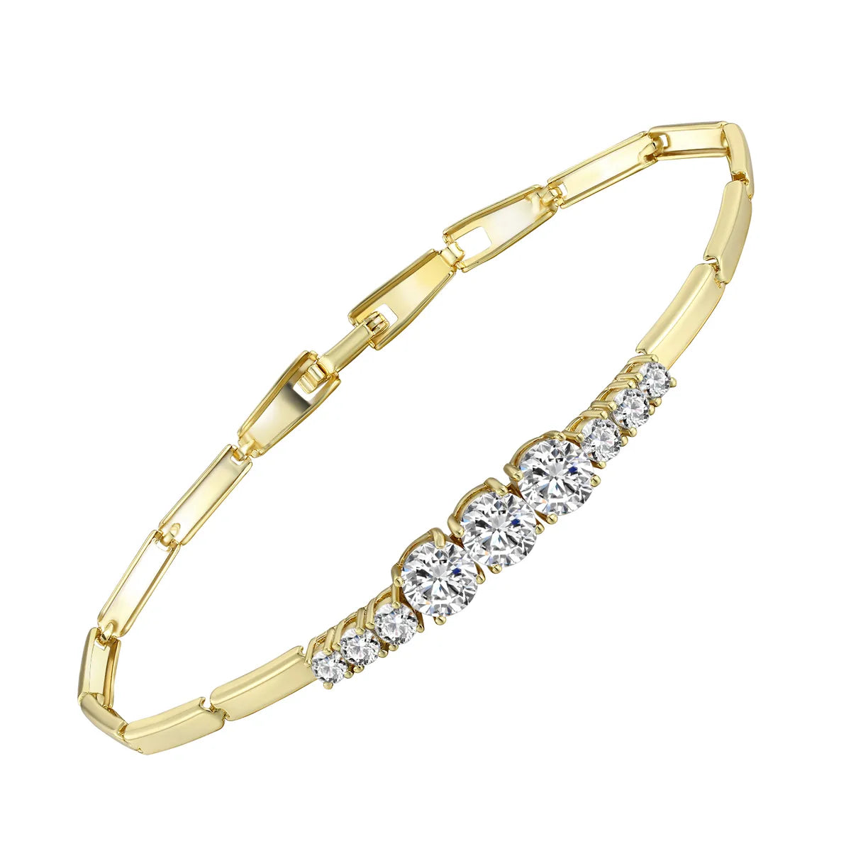 Wholesale Casual Classic Style Round Brass Inlay 18K Gold Plated Zircon Bracelets