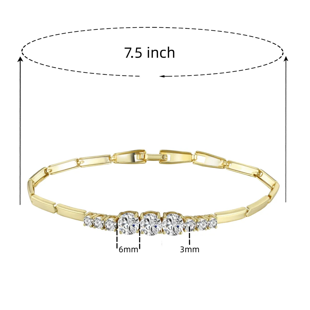 Wholesale Casual Classic Style Round Brass Inlay 18K Gold Plated Zircon Bracelets