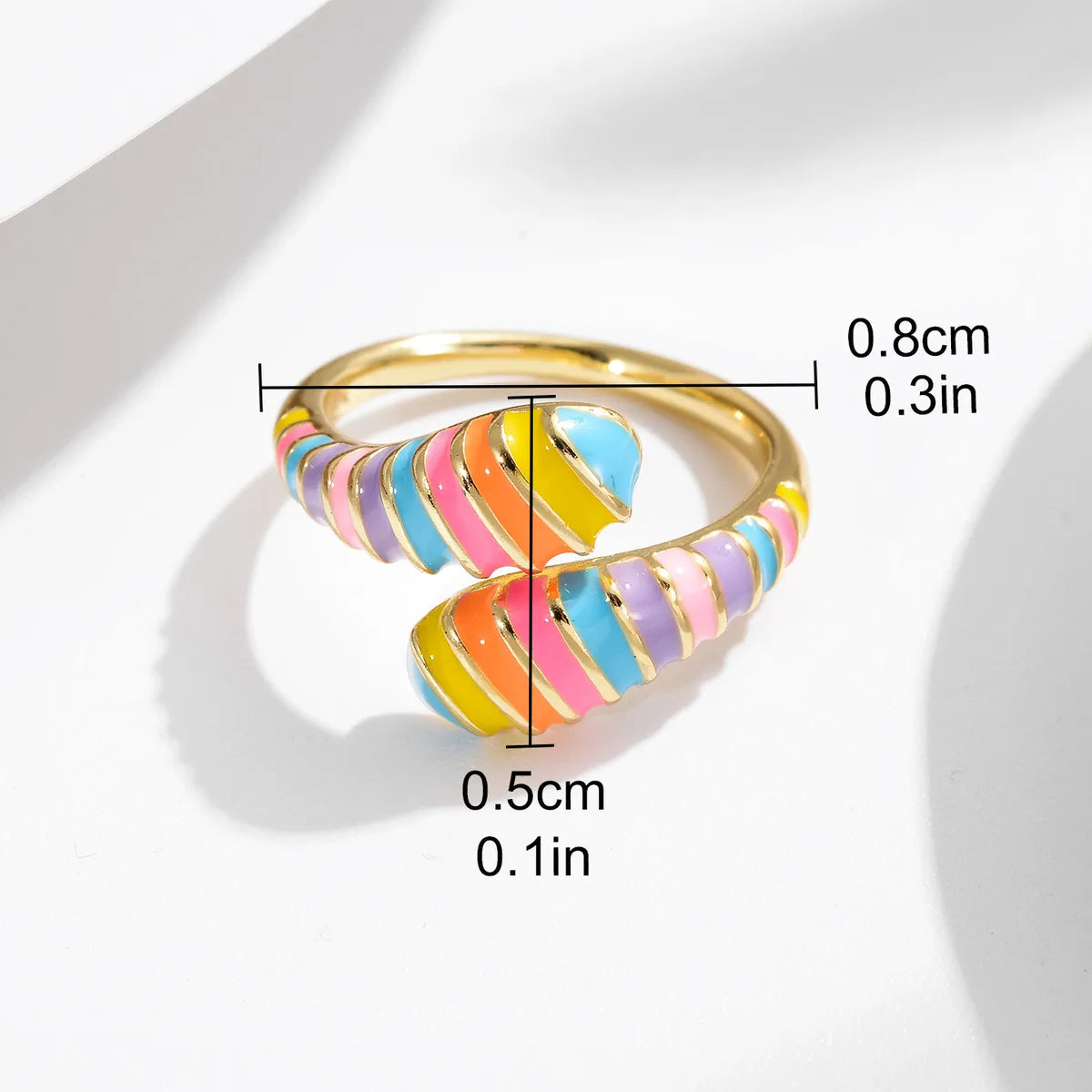 Wholesale Casual Color Block Copper Enamel Plating 18K Gold Plated Open Rings