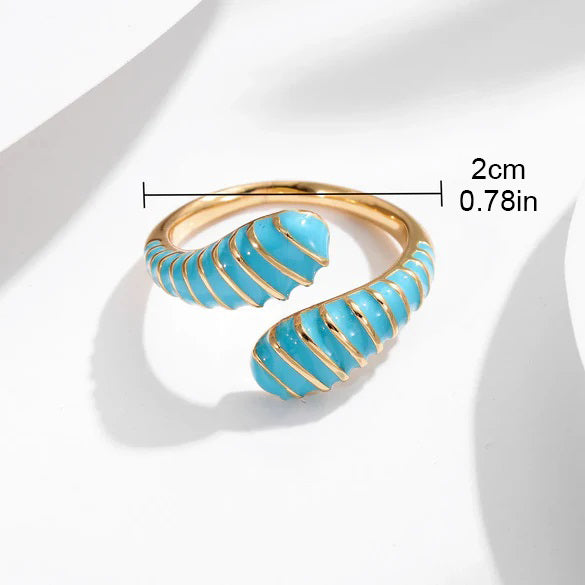 Wholesale Casual Color Block Copper Enamel Plating 18K Gold Plated Open Rings