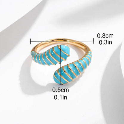 Wholesale Casual Color Block Copper Enamel Plating 18K Gold Plated Open Rings