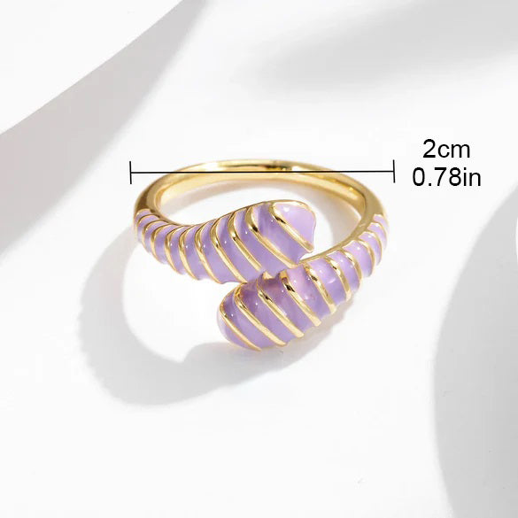 Wholesale Casual Color Block Copper Enamel Plating 18K Gold Plated Open Rings