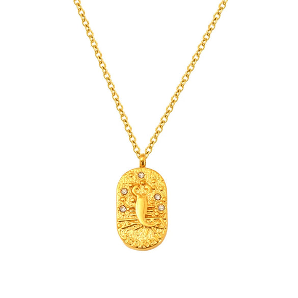 Wholesale Casual Constellation Necklace For Women Titanium Steel Gold Plated Casting Oval Hammer Cross Chain