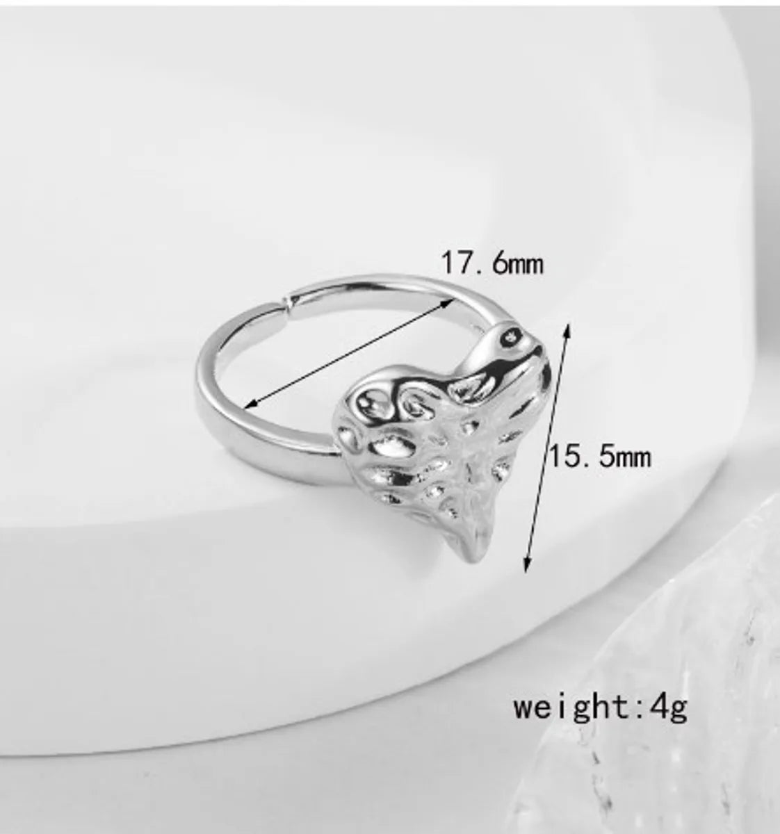 Wholesale Casual Cute Heart Shape Copper Polishing 18K Gold Plated Open Rings