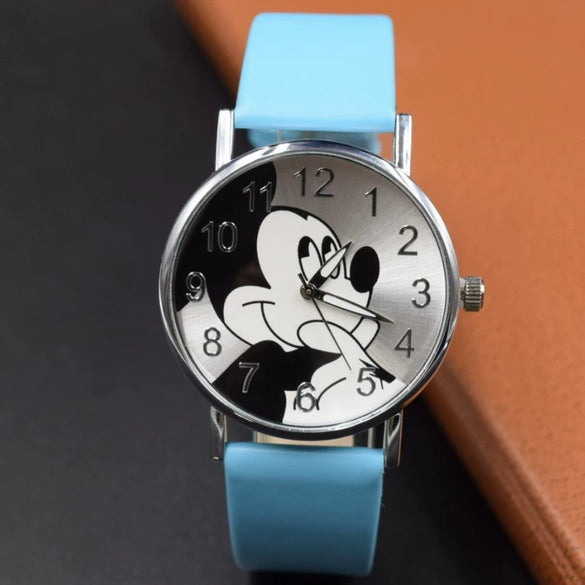 Wholesale Casual Digital Quartz Movement Round Electronic Watch For Middle School Students With Cartoon Style Alloy Case Imitation Leather Strap And Titanium Buckle