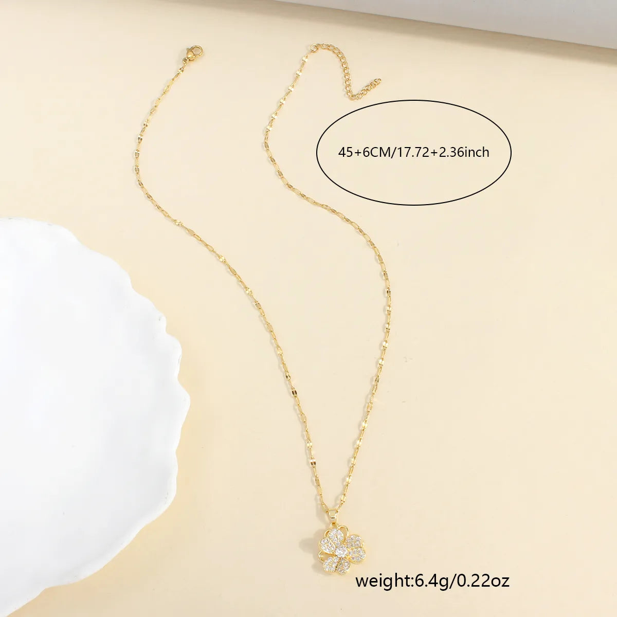 Wholesale Casual Elegant Cute Flower 304 Stainless Steel Copper Plating Inlay 18K Gold Plated Zircon Pendant Necklace