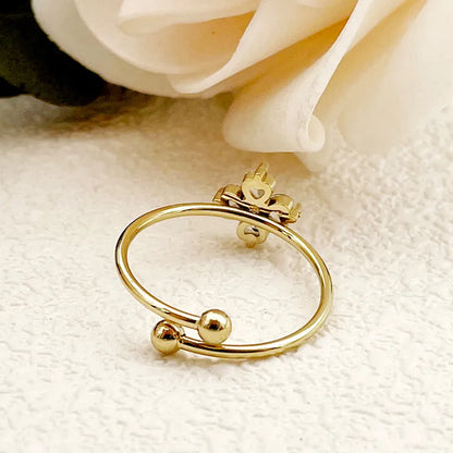 304 Stainless Steel 14K Gold Plated Casual Elegant Simple Style Plating Inlay Heart Shape Zircon Open Rings