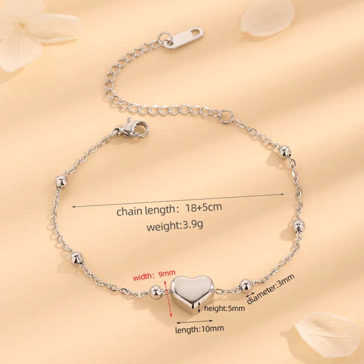 Casual Elegant Simple Style Heart Shape Titanium Steel Plating 18k Gold Plated Bracelets