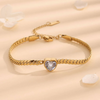 Casual Elegant Simple Style Heart Shape Titanium Steel Plating Inlay Rhinestones 18k Gold Plated Bracelets