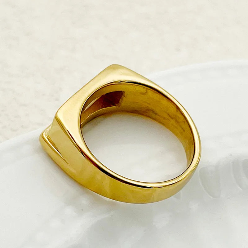 304 Stainless Steel Gold Plated Casual Elegant Simple Style Plating Rectangle Shell Rings