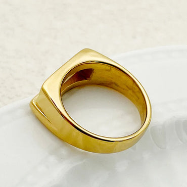 304 Stainless Steel Gold Plated Casual Elegant Simple Style Plating Rectangle Shell Rings