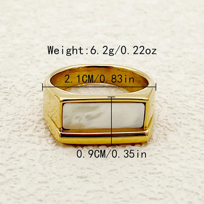 304 Stainless Steel Gold Plated Casual Elegant Simple Style Plating Rectangle Shell Rings