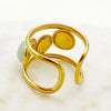 Casual Elegant Vintage Style Oval Stainless Steel Plating Inlay Artificial Gemstones Gold Plated Open Rings