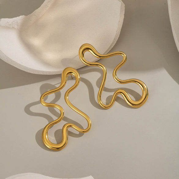 Wholesale Casual Exaggerated Geometric Titanium Steel Earrings With 18K Gold Electroplating For Women