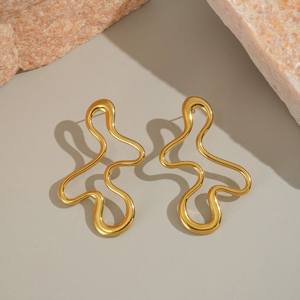 Wholesale Casual Exaggerated Geometric Titanium Steel Earrings With 18K Gold Electroplating For Women