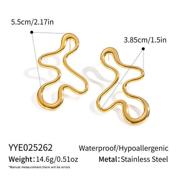 Wholesale Casual Exaggerated Geometric Titanium Steel Earrings With 18K Gold Electroplating For Women