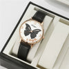 Wholesale Casual Female Round Stainless Steel Case Imitation Leather Strap Butterfly Printed Watch And Jewelry Set