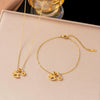 Wholesale Casual Geometric Animal Zodiac Real Gold Plated Titanium Steel Flash O Chain Necklace And Anklet For Women