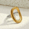Wholesale Casual Geometric Asymmetrical Cut Out Oshaped 18K Gold Plated Stainless Steel Ring For Women