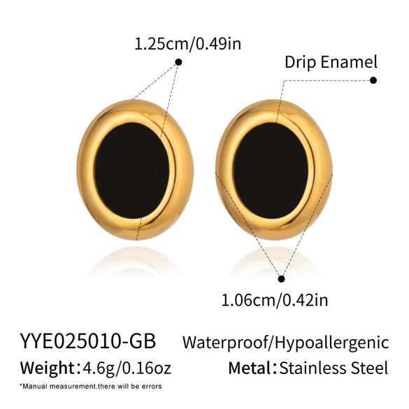 Wholesale Casual Geometric Oval Stainless Steel Earrings With Pvd Furnace Vacuum Real Gold Plating For Girls