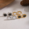 Wholesale Casual Geometric Oval Stainless Steel Earrings With Pvd Furnace Vacuum Real Gold Plating For Girls