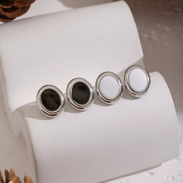 Wholesale Casual Geometric Oval Stainless Steel Earrings With Pvd Furnace Vacuum Real Gold Plating For Girls