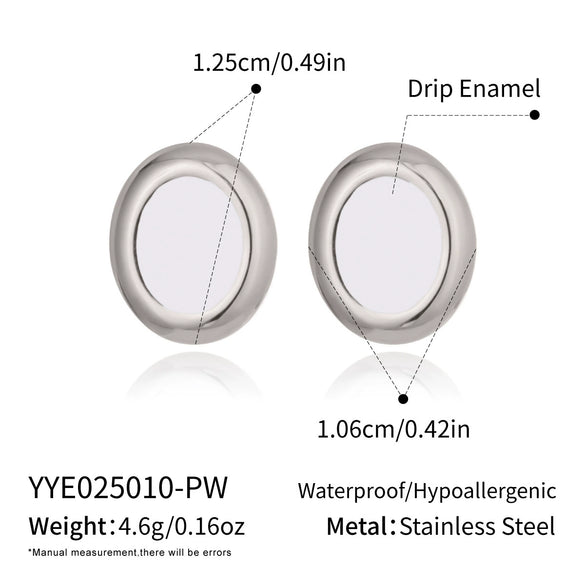 Wholesale Casual Geometric Oval Stainless Steel Earrings With Pvd Furnace Vacuum Real Gold Plating For Girls