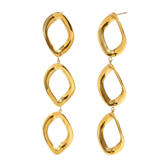 Wholesale Casual Geometric Rhombus Stainless Steel Electroplated 18K Gold Women's Earrings