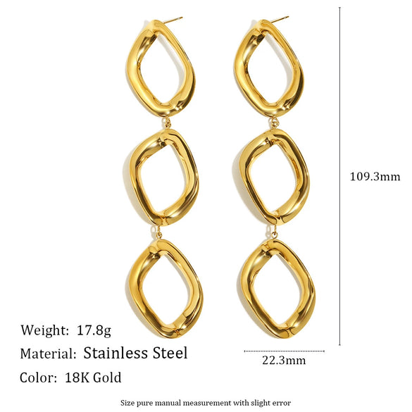 Wholesale Casual Geometric Rhombus Stainless Steel Electroplated 18K Gold Women's Earrings