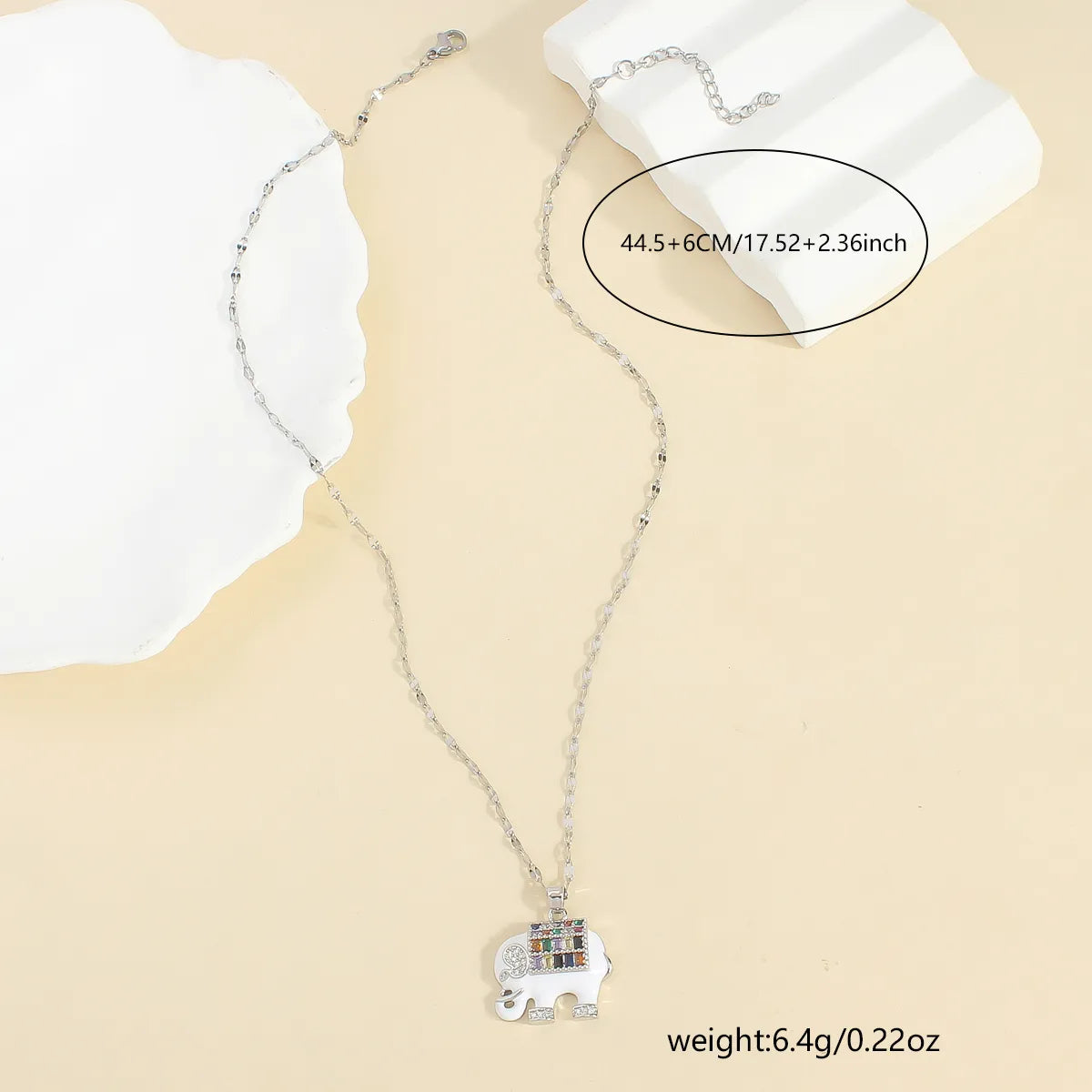 Wholesale Casual Glam Cute Elephant 304 Stainless Steel Copper Enamel Plating 18K Gold Plated Zircon Pendant Necklace