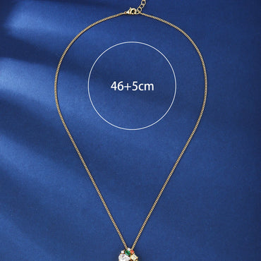 Wholesale Casual Glam Luxurious Skull Copper Shiny Metallic Hollow Out 18K Gold Plated Zircon Pendant Necklace