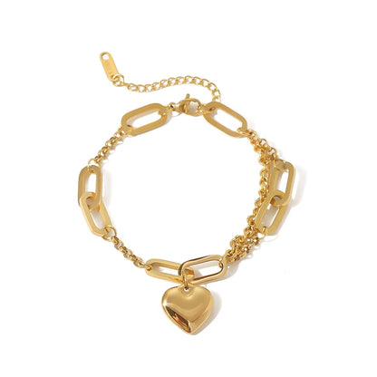 Wholesale Casual Hip-hop Modern Style Heart Shape Stainless Steel Plating 18k Gold Plated Bracelets