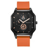 Wholesale Casual Men's Sports Quartz Watch With Double Layer Square Alloy Case And Pu Strap
