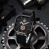Wholesale Casual Men's Sports Quartz Watch With Double Layer Square Alloy Case And Pu Strap