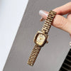 Wholesale Casual Metal Rectangular Quartz Watch For Female With Steel Band And Spiral Crown