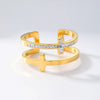Wholesale Casual Modern Style Simple Style Cross Stainless Steel Asymmetrical Plating Inlay 18k Gold Plated Rhinestones Open Rings