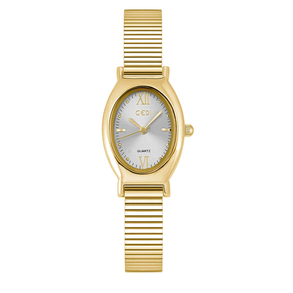 Wholesale Casual Oval Quartz Watch For Female Alloy Case And Strap Mineral Reinforced Glass Mirror Spiral Crown Horseshoe Buckle
