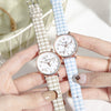Wholesale Casual Quartz Watch For Female Junior High School Students Alloy Case Imitation Leather Strap Stainless Steel Clasp Round Dial Ordinary Glass Mirror