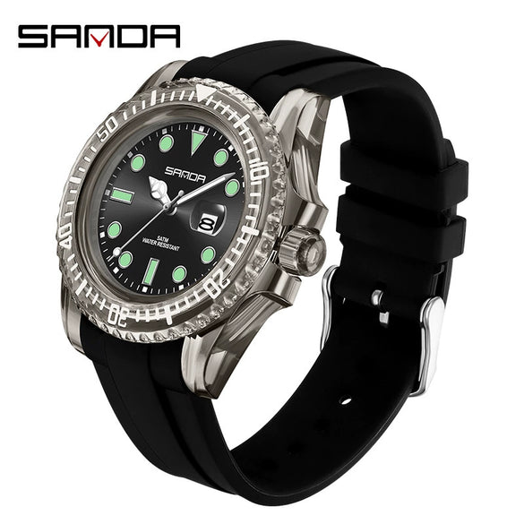 Wholesale Casual Quartz Watch With Transparent Shell Round Dial Acrylic Mirror Abs Case And Silicone Strap