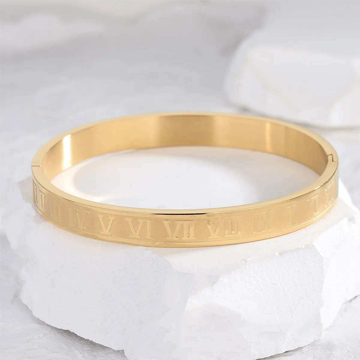 Casual Roman Numeral Stainless Steel Plating 18k Gold Plated Bangle