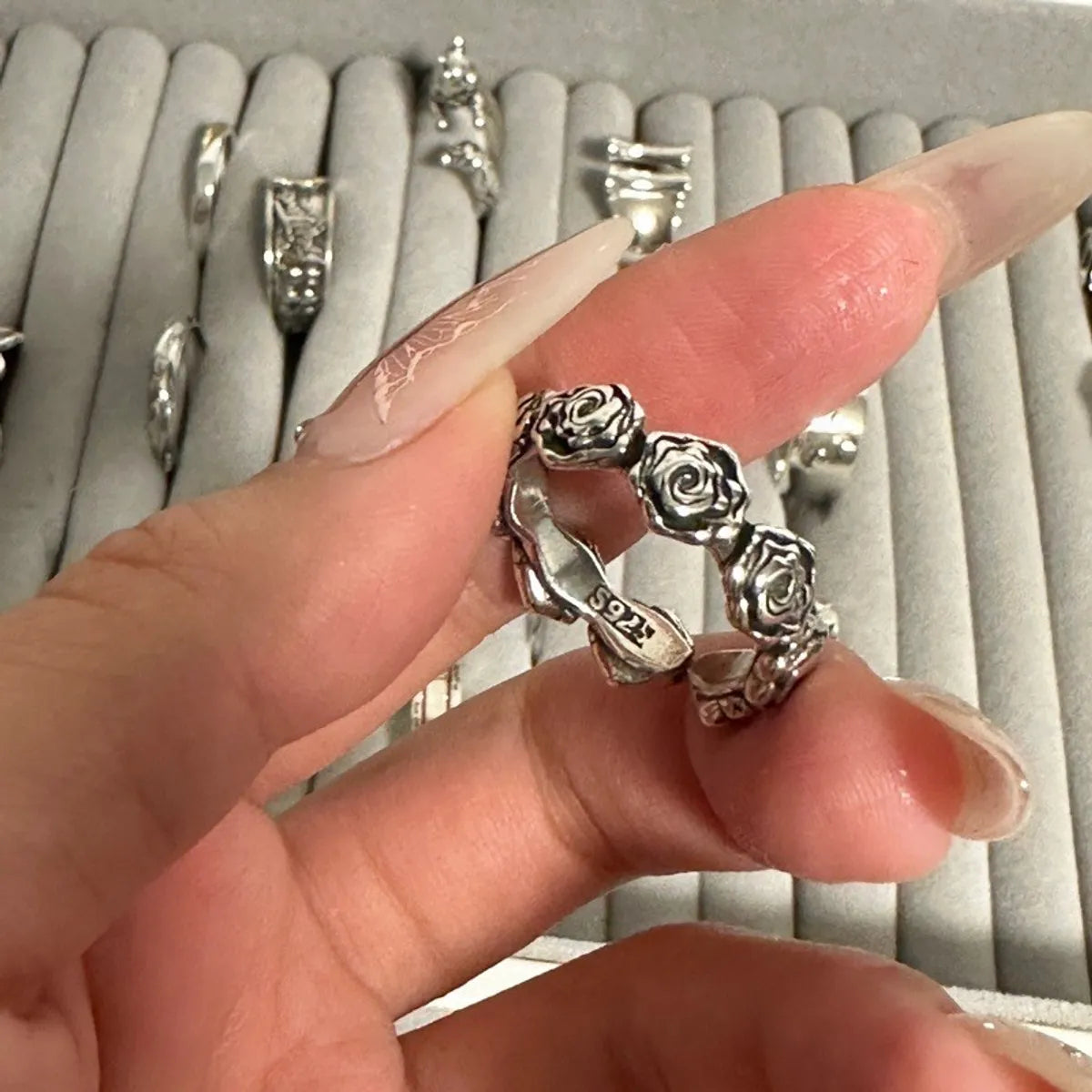 Casual Rose Stainless Steel Open Rings