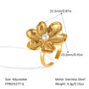 Wholesale Casual Simple Camellia Flower Stud Earrings And Ring Jewelry Set For Women Titanium Steel Hypoallergenic Nonfading Pvd Vacuum Real Gold Electroplating